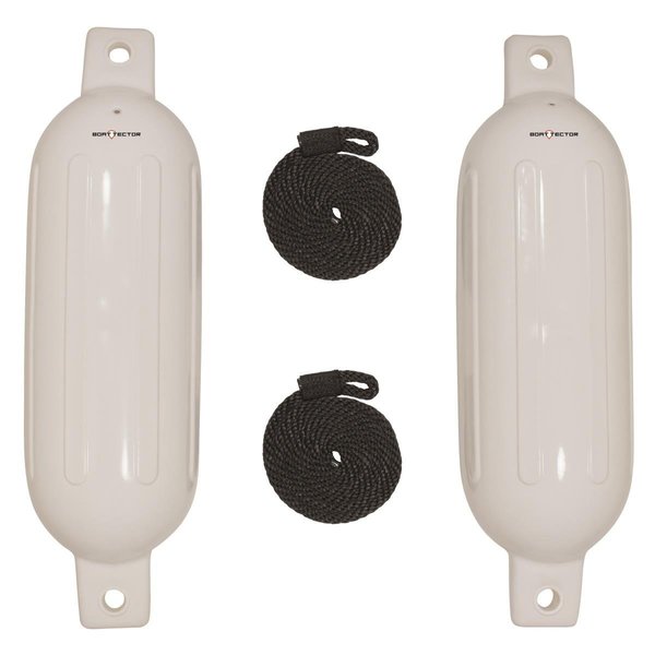 Extreme Max Products 31016NW2P 22 x 6 in. Fender Value Pack, 2 Fenders with 2 Dock Lines - White EX380047